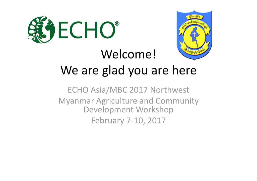 Welcome and Schedule