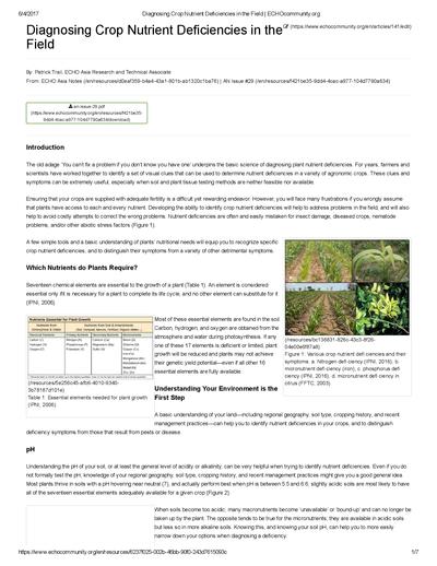 Diagnosing crop nutrient deficiencies in the field 0