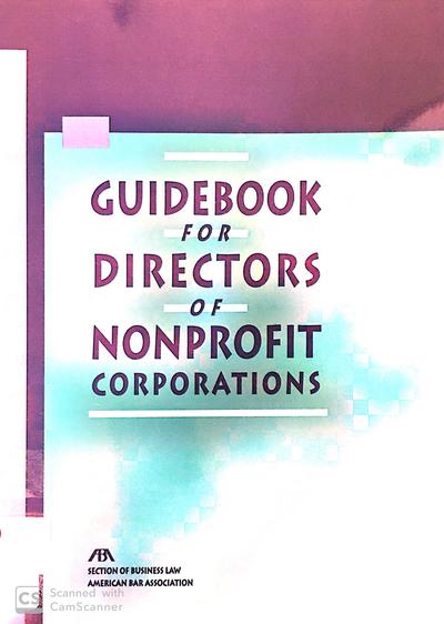 Guidebook for Directors of Nonprofit Corporations | ECHOcommunity.org