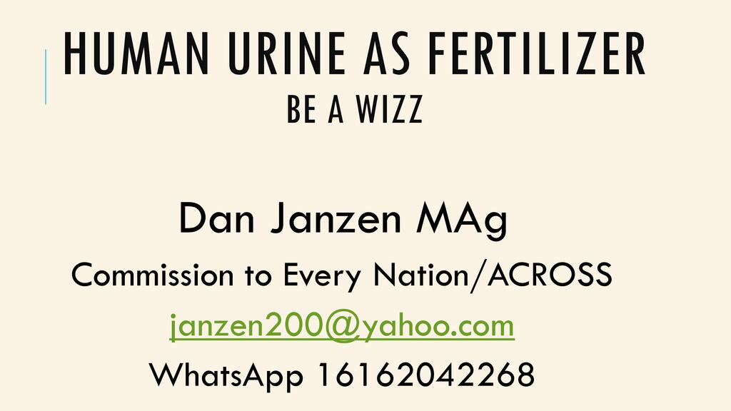 Urine As Fertilizer