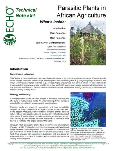 Parasitic Plants in African Agriculture - ECHO Technical Note #94